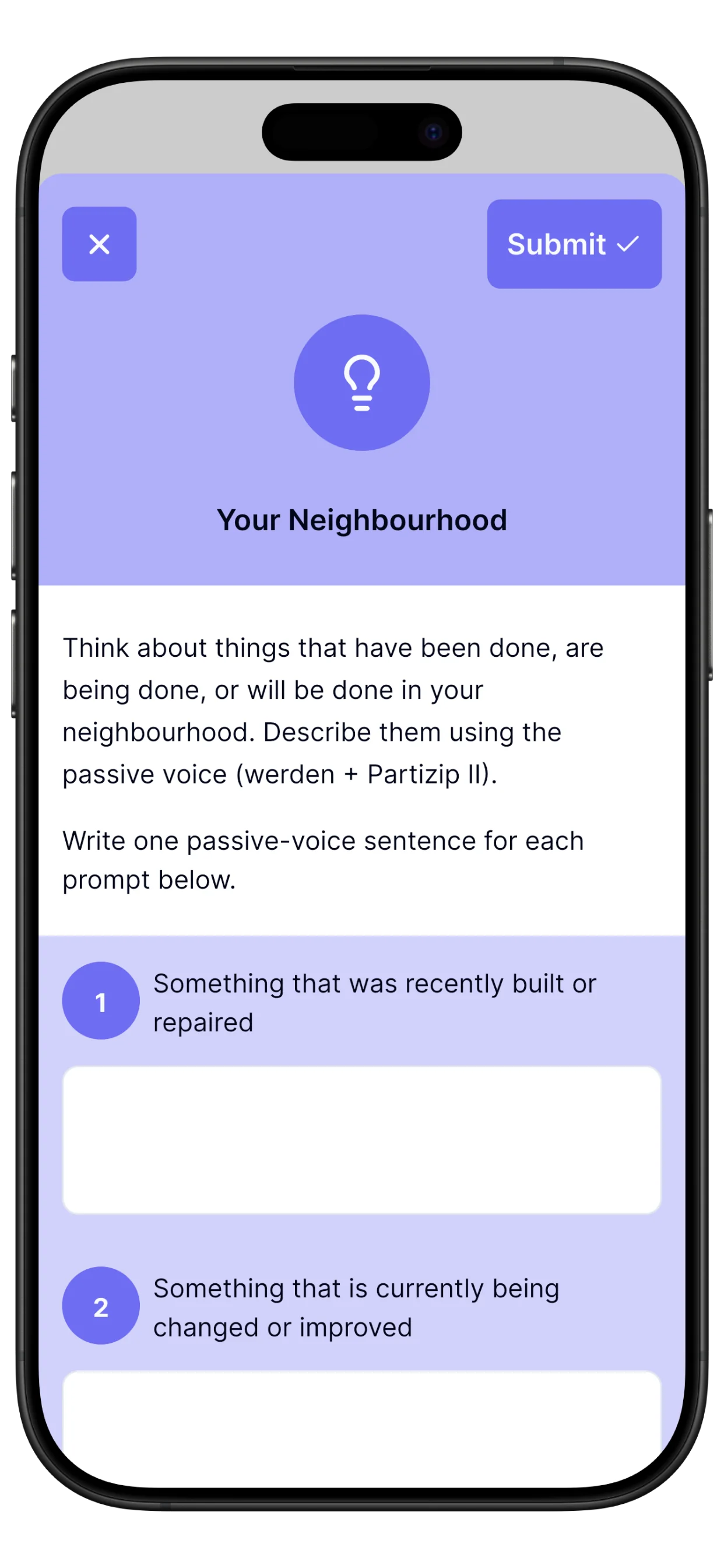 Exercise detail screen with guided practice for the week