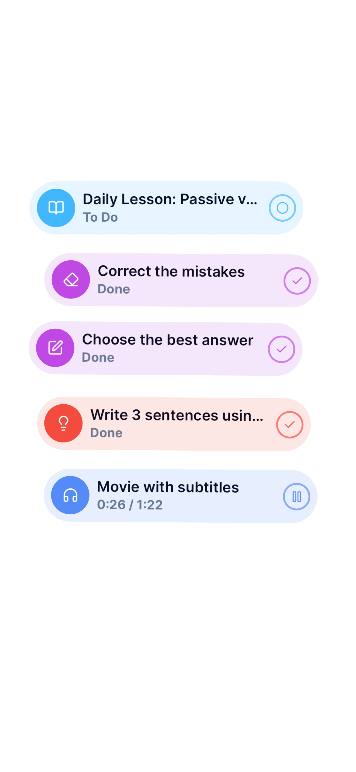 Timeline preview with daily lessons, exercises, and progress